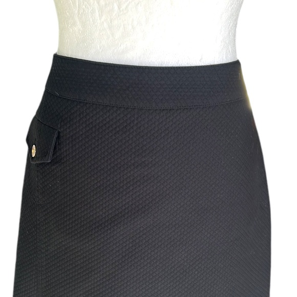 J. McLaughlin Black Textured Cotton Blend Gold Button Pocket Skirt - 10 - Picture 3 of 12